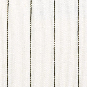 Textured white fabric with thin black stripes on a white background